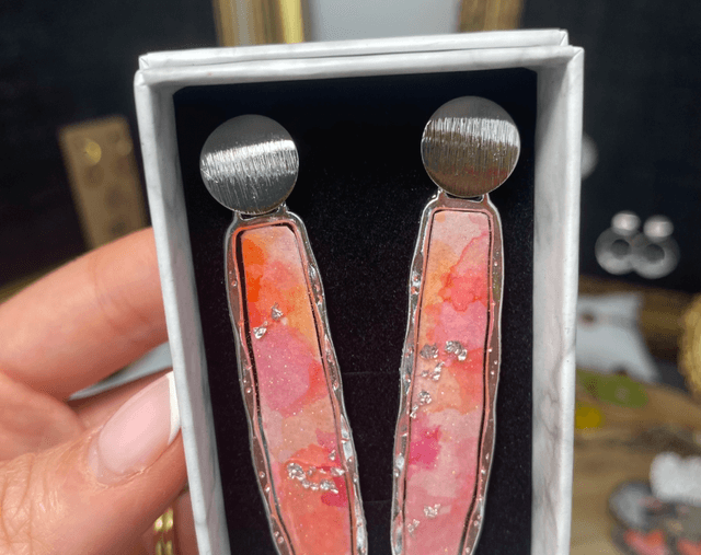 Allongées / argentée & orange
