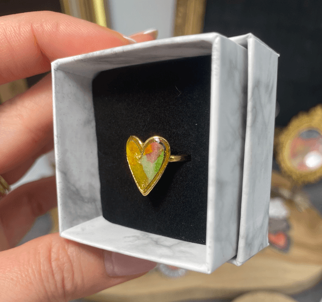Bague cœur - vert