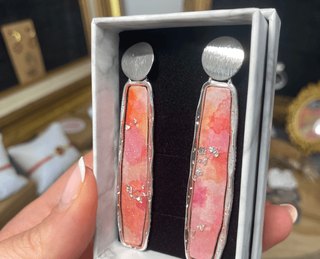 Allongées / argentée & orange